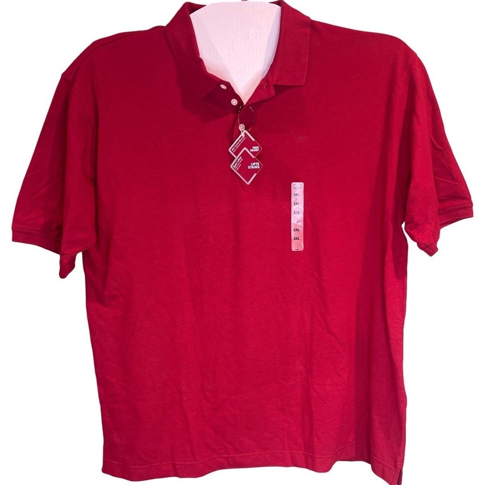 Dockers Mens XXL Red Short Sleeve Pique Cotton Polo Shirt Fade Stain Resistant